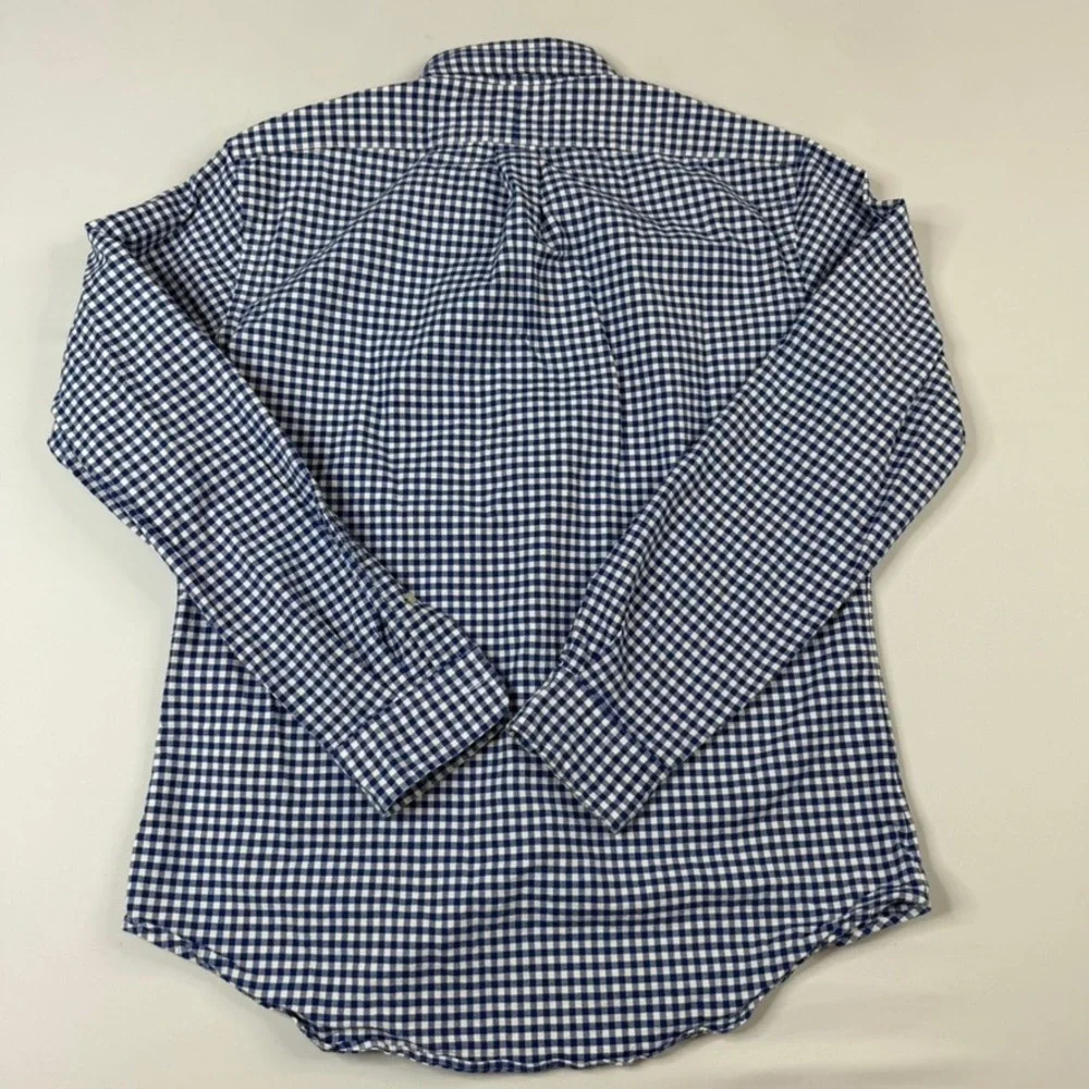 Polo Ralph Lauren Button Down Mens Large Blue Gingham Slim Stretch Oxford Shirt